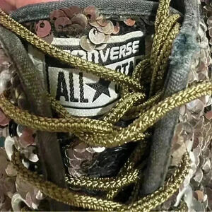 Converse Brown Shiny Sequins Lace Up Canvas Sneaker 9